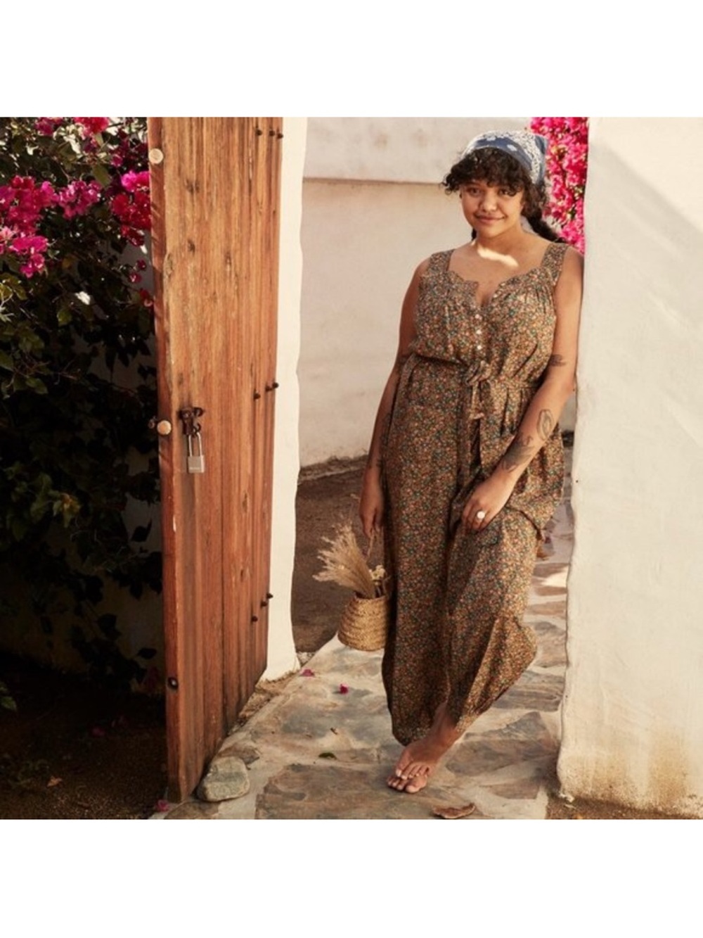 DÔEN Eliza Jumpsuit Yellow Laurel Canyon Rose Floral Small EUC